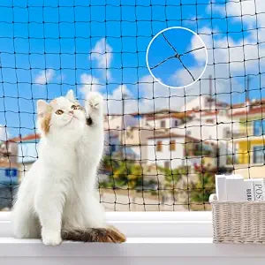 Lewondr Cat Netting Balcony, 10x20ft Steel Wire Reinforced Balcony Screen for Pets, Anti-Fall Pet Mesh Fence Cat Safety Net for Balcony, Window, Stair, Patio