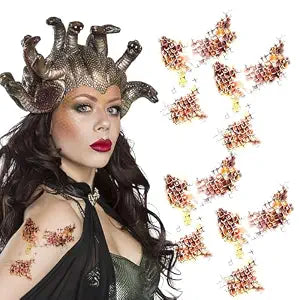 Halloween Decoration Snake Tattoo Temporary Tattoo Stickers Waterproof Fake Tattoos for Halloween Cosplay Costume Makeup Supplies