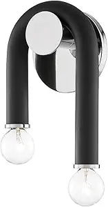 Mitzi H382102-PN/BK Whit - 2 Light Wall Sconce 11 inches Tall and 6.5 inches Wide - Polished Nickel/Black