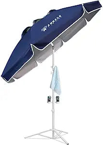 AMMSUN Shade Umbrella, Premium Portable Umbrella with Stand, 6.5ft Lightweight Free Standing Canopy for Sporting Games, Adjustable Instant Sun Protection and Easy to Carry, Navy Blue