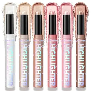 6-Color Cream Highlighter Stick Set for Face, Luminous Glow Makeup Kit