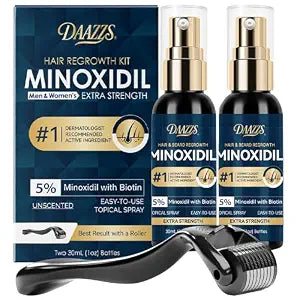 5% Minoxidil Hair & Beard Regrowth Spray Kit for Men & Women, 2 x 1 fl oz