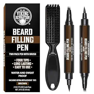 Viking Revolution Beard Pencil Filler Pen - Brown - 2 Pack
