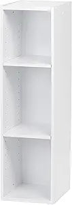 IRIS USA 3-Tier Cubby Storage Bookshelf with Adjustable Shelves, 10" Width Stackable Easy Assembly Space Saving Shelving Unit Decor Bookcase, White