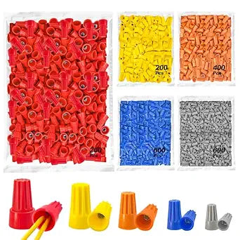 AccEncyc 2000 Pcs Wire Nuts Assortment Kit 5 Sizes Electrical Wire Connectors Nuts, Wire Caps for Quick Connect, Insulating Insert Twist Electric Connectors for Wiring (AWG 22-10)