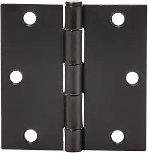 Amazon Basics Interior Door Hinges, Square, 3.5 x 3.5 Inch, Matte Black, Pack of 12