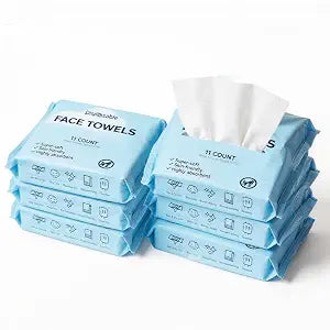 6 Pack Travel Size Disposable Face Towel, Face Towelettes Makeup Remover Dry Wipe Facial Towels 7”x 7.8”
