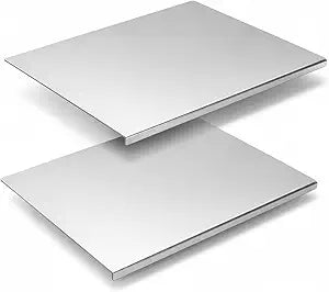 2 PCS Stainless Steel Cutting Board with Lip for Kitchen - Large Non-Slip Steel Chopping Counter Cutting Board - Heavy Duty Countertop Baking Board for Meat, Fruit, Vegetables, Bread, 15.7 X 11.8 inch