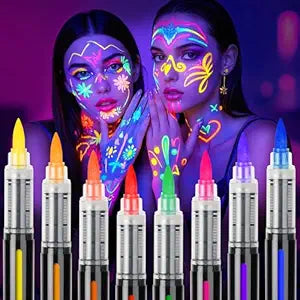 ThEast UV Blacklight Face Paint, 8 Colors Neon Body Paint Markers