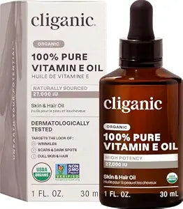 Cliganic Organic Pure Vitamin E Oil for Skin, Hair & Face - 27,000 IU, Non-GMO Verified | Natural D-Alpha Tocopherol