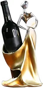 Artpaul Wine Bottle Holder Beauty Lady Statue Wine Bottle Stand Lady Wine Rack Decoration Wine Cork Holder Decor Wine Decor for Kitchen Bar (Golden)
