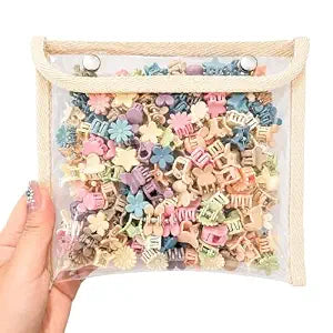 100 Pcs Mini Hair Clips for Girls, Cute Pastel Flower & Animal Design Clips, Durable Plastic Hair Accessories for Toddlers and Kids