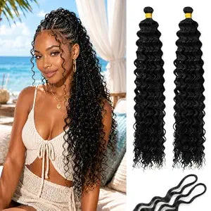 Boho Hair for Braiding 24 Inch Curly Deep Wave Crochet Hair for Black Women