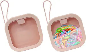 KVZVK 2 Pack Hair Tie Organizer Boxes，Portable Travel Hair Accessory Storage Organizer for Girls Womens Hair Tie , Cotton Swab ,Small Items Accessories Holder Containers