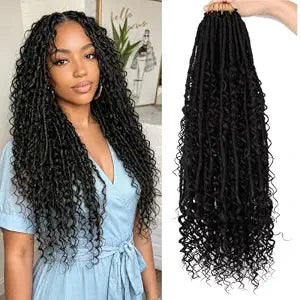 Goddess Locs Crochet Hair for Black Women 20" Boho Faux Locs Crochet Hair1b