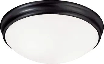 Capital Lighting 2034MB Hansen White Glass Flush Ceiling Light Fixture, 3-Light 180 Total Watts, 5" H x 14" W, Matte Black
