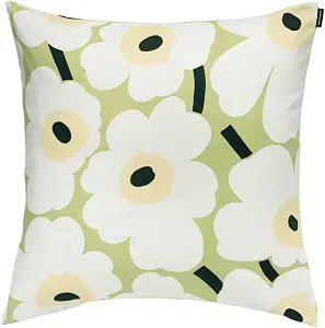 MARIMEKKO Pieni Unikko Cotton Pillow Cover (Pear and White)  Refine Your Home Dcor with Our Square Cushion Cover w/Side Zip Closure  Modern Pillow Covers 19x19 inches