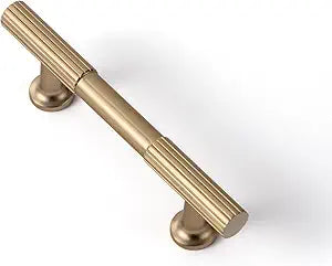 Goo-Ki Champagne Bronze Zinc Alloy Cabinet Handles - 3''(76mm) Hole Center Striped Decorations Cabinet Pull Hardware for Bedroom, Kitchen, 6 Pack