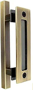 SUYA 12 Inch Sliding Barn Door Handle Heavy Duty Pull and Flush Handle Set Large Rustic Two Side Design Fits for Kitchen Gate Sheds Garage,Antique Brass Finish