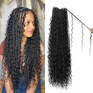 Boho Crochet Braids Pure Protein Fiber Close to Human Hair Soft 18Inch 1B