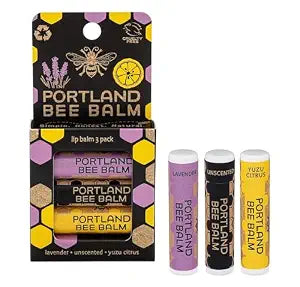 Portland Bee Balm All Natural Handmade Beeswax Lip Balm with Organic Coconut and Olive Oil (Yuzu Citrus & Lavender Assortment) - 3 Count | Natural Lip Balm, Cruelty Free, Plastic Neutral
