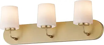 Maxim Lighting Durham 3-Light Bath Vanity Light | Natural Aged Brass Steel Finish | Glass Shade | Modern Indoor Light Fixture | Ideal for Bathrooms & Powder Rooms | Dimmable Damp Rated | 12893WTNAB