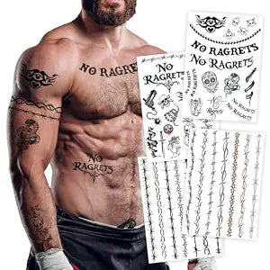 Kotbs No Ragrets Barbed Wire Halloween Temporary Tattoos, 4pk