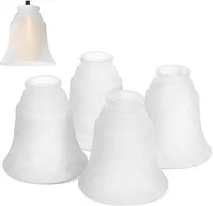 STOBAZA 4 Pack Frosted Glass Lampshades Replacement Light Covers for Ceiling Fan and Wall Sconce Bell Shape Fixture Globes 5.51 X 5.11 X 5.11 Inches Easy Install Home Lighting Decor