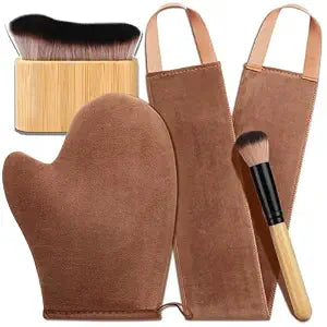 4 in 1 Luxury Velvet Tanning Mitt, Self Tanner Brush, Back Tan Applicator