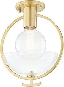 Mitzi H387601-AGB Ringo - 1 Light Semi Flush 13 inches Tall and 9 inches Wide - Aged Brass