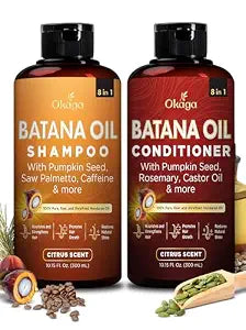 Okaga Batana Oil Shampoo & Conditioner Bundle, Citrus Shower Set, 10.15 oz