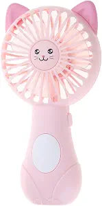 Mini Handheld Fan Cute Cartoon Animal Fans Soft Foam Blades Battery Powered for Student Panda Kitten 167.3x85.3x45.3mm