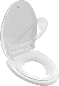 Huttdmel Potty Training Seat Built-in Toilet Seat, Elongated Toilet Seat 18.5inch with Baby Seat 2 in 1 Soft Close Quiet No Slapping, Magnetic Absorption, Easy Installation for Bottom Fixing Toilet