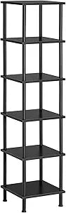 HOOBRO 6-Tier Corner Shelf, Corner Square Rack Display Shelf, Tall Storage Rack Plant Stand, Bookcase for Small Spaces, Living Room, Home Office, Kitchen, Black BK55CJ01
