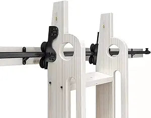 DIYHD 6.6FT Sliding Library Ladder Black Track Kit,Stand Up Tensible Rolling Hardware,Brake Bottom Wheels
