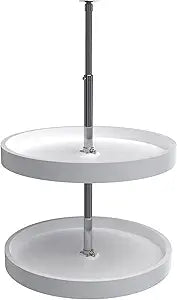 Rev-A-Shelf 20" Dual Full Circle Lazy Susan Organizer for Upper Corner Kitchen Cabinets, Plastic Home Storage 2 Tier Shelves, White, 6012-20-11-52