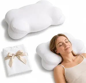 New Cloud Sleep Pillow, Ergonomic Cervical Pillow for Neck Support, Cloud Align Shaped Pillow with Two Cooling Breathable Cover, for Side, Back & Stomach Sleepers, Large Size (White)