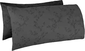 KHC Oversize Pillow Case Jacqurd | Extra Large Fits Even The Fluffiest Pillows Including The Pancake & Extra Tall Pillowcase | 100% Egyptian Cotton 600 Thread Count (Dark Grey, Super Huge- 31W x 41L)