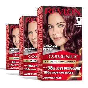 Revlon ColorSilk with Bond Repair Hair Color, 48 Burgundy, 3pk