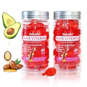 Hair Oil Capsules 2 Pack, 80 Count Leave-In Serum for Frizz Control