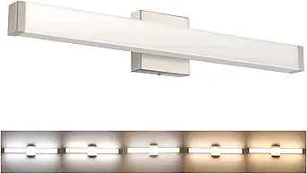 Bathroom Vanity Light Brushed Nickel Square LED 24 inch 14W 4000K Natural White Light Wall Bar Lighting Fixtures Over Mirror (Brushed Nickel, 24 inch 5CCTDimmable)