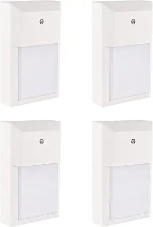 YoonLIT LED Outdoor Wall Pack Lantern Dusk to Dawn Photocell, Waterproof Light for Porch, Garage, Stairway, Hallway, 12W 1000 LM 3000K, Aluminum Housing Plus PC Cover, White, 4-Pack
