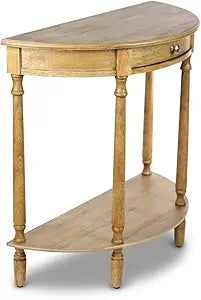 Decor Therapy Truro Half Round Console Table, Traditional Entryway Table with Drawer and Lower Shelf, Classic Hall or Sofa Table for Foyer, Living Room, Seadrift