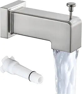 Slip On Diverter Tub Spout, Sleek Square Design for Bathroom, Fits 1/2" Copper Pipe (5/8" OD), Child-Safe Rounded Edges, Easy Installation, Brushed Nickel