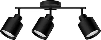 BoostArea 3-Light Led Track Lighting,Black Ceiling Lighting Fixtures,Wall Sconces Ceiling Spotlight with Foldable Light Arms for Kitchen, Closet, Bedroom,GU10 Socket, Bulbs Not Included