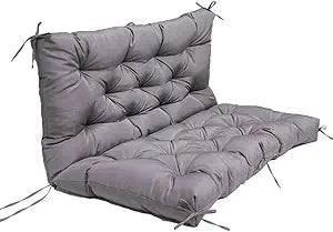 SEAHOME Waterproof Bench Cushion with Backrest, 2 or 3 Seat Swing Replacement Cushions Overstuffed for Garden Patio Furniture Loveseat Swing Outdoor Bench Cushions (59.1 * 39.4 * 3.94inch, Dark Gray)