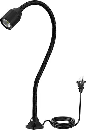 LED Work Lights - 450 Lumens COB Lamp, Flexible Gooseneck, Screw-Fixed Base, Ideal for Machine Tools, Lathe Workbenches