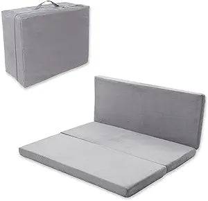 SINWEEK 3.95in Queen Folding Topper with Storage Bag - Foldable Trifold Floor Mat Topper, CertiPUR-US Certified Guest Sleeping Pad, Machine Washable Cover