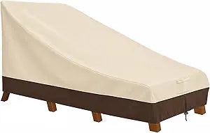 Vailge Waterproof Patio Chaise Lounge Cover, 600D Heavy Duty Outdoor Lounge Chair Covers,UV Resistant Patio Furniture Covers,Medium,Beige & Brown