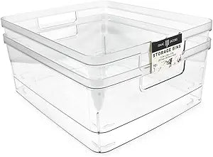 Isaac Jacobs 2-Pack Large Clear Storage Bins (11.5 L x 14 W x 5.5 H)